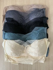 New Women's SZ 2xl Set of 5 Bras No Hook Lace Stretch Comfort Various Colors