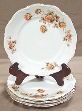 Set of 4 Mitterteich Bavaria "NORWAY ROSE" SALAD PLATES, Porcelain, Gold Trim