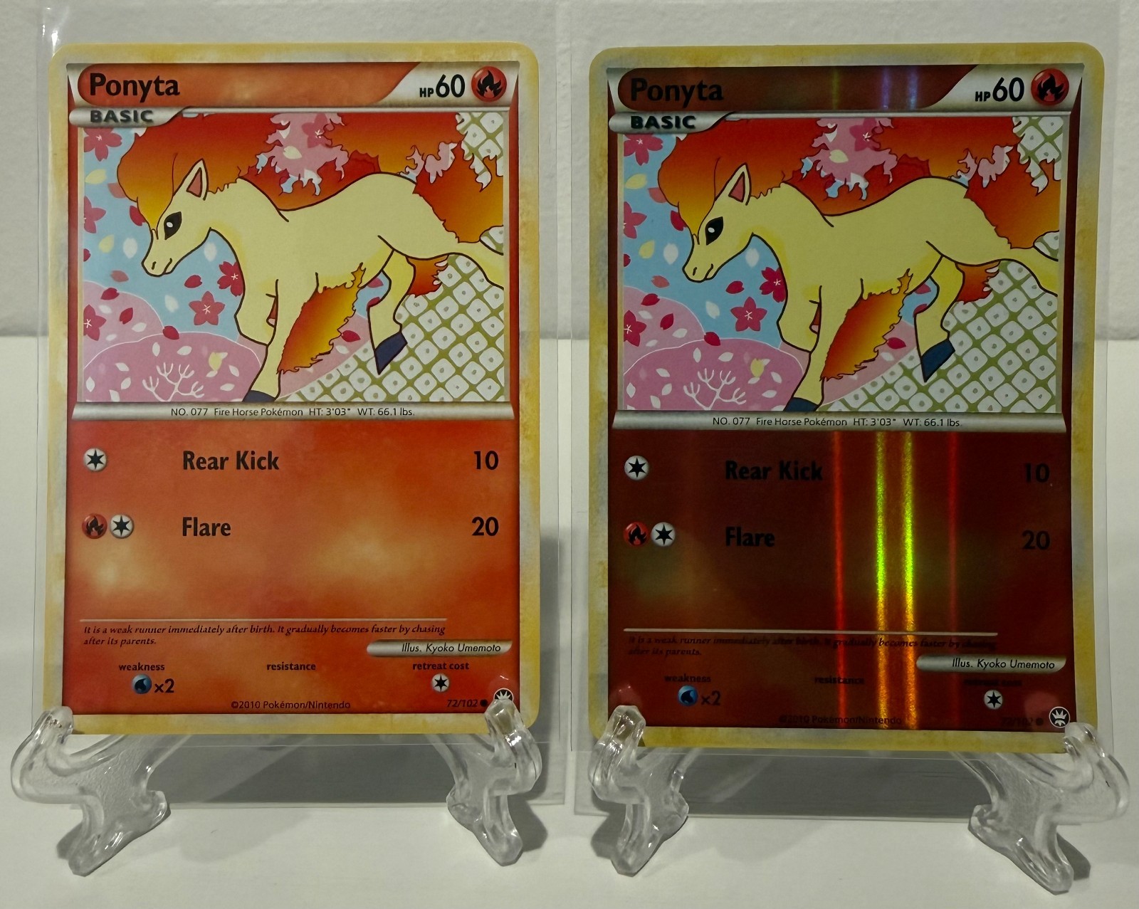 2010 Pokemon Ponyta 2 Card Lot #72/102 Triumphant Reverse Holo LP (See Desc)