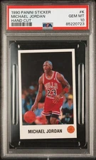 Michael Jordan 1990 Panini Sticker Hand Cut #K PSA 10 Gem Mint LOW POP 166
