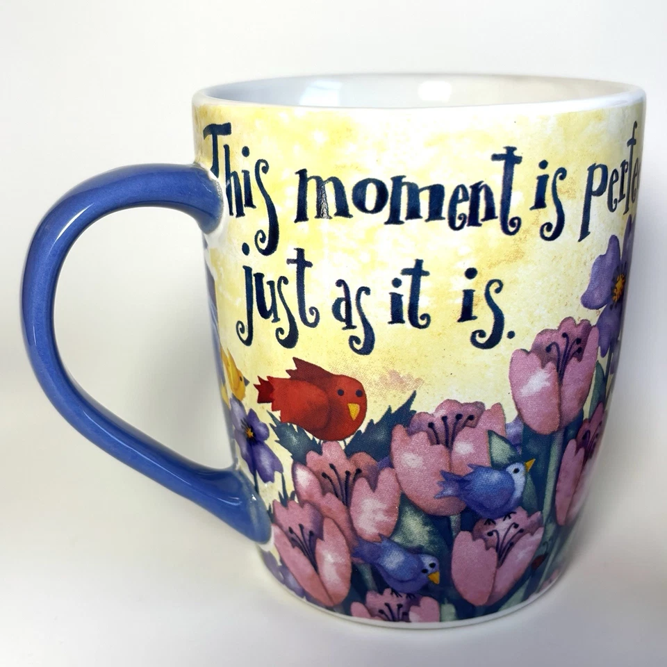 Juego de 2 tazas de café pájaros flores colorido púrpura azul rojo amarillo tazas 18 OZ Foto 2 de 4