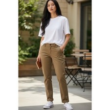 The Kooples Beige Relaxed Fit Pants NWT Elastic Waist Zip Front 28" Inseam