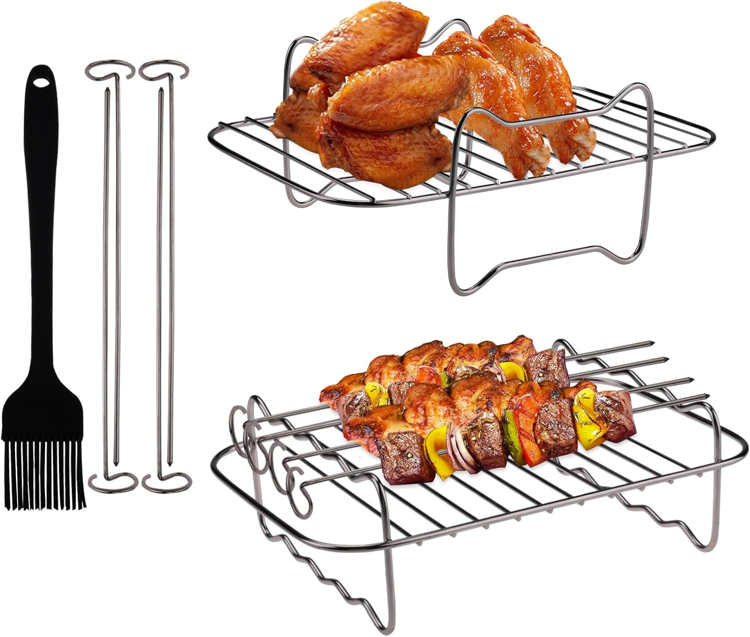 Set 2 Accessori Friggitrice Aria 20cm | Griglia Acciaio 304 Professionale