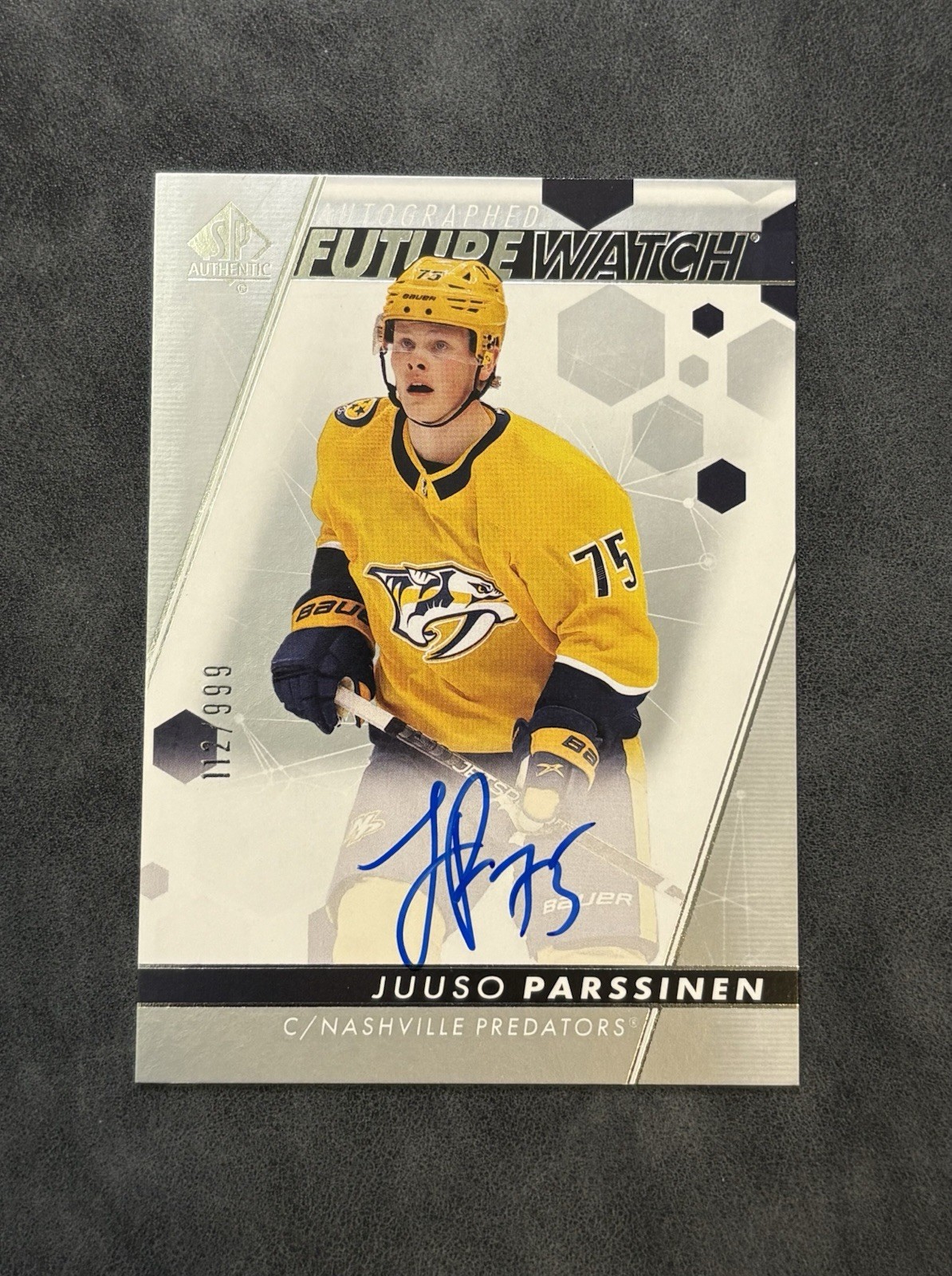 JUUSO PARSSINEN 22-23 SP Authentic Auto Future Watch Auto /999 Rookie RC #172