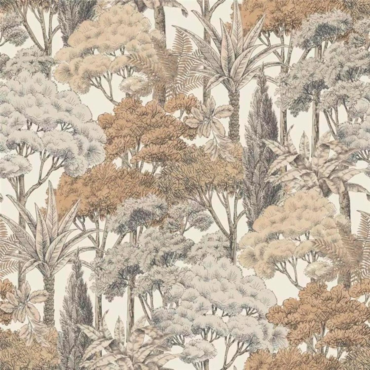 Grandeco Karuna Brown Trees Wallpaper Traditional Botanical Paste The Wall