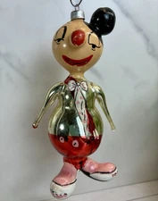 Vintage De Carlini Clown ‘Zippy’ Glass Christmas Tree Ornament - Italy - READ!
