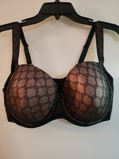 Soma Stunning Support Geo Lace Full Coverage Black Bra Sz 36DD GUC