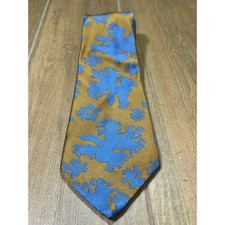 Vintage XXAD The Hecht Co Heraldic Griffin Lion Rampant Gold Blue Tie USA Made