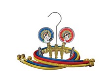 Mastercool 33503 - R600a, R290, R134a Brass 2-way Manifold with 3 1/8 in Gauges