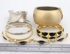 Vintage Signed TRIFARI Gold Silver Tone Bangle Bracelet Jewelry Lot Modernist
