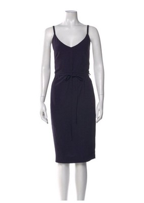 Malia Mills Authentic Solid Navy Blue V Neck Tank Knee Length Dress 6 Small