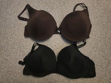 2 Baci Lingerie Bras 38DD 1 x Black 4 Way Low Plunge Bra & 1 Brown T Shirt NWOT 