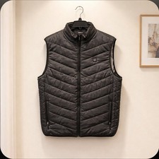 New Black Heated Zip Up Vest Men's Size XL Casual Mid-Length