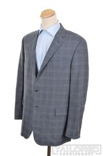 HICKEY FREEMAN Milburn Blue Check 100 Wool Blazer Sport Coat Jacket - 46 L