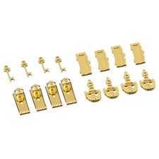8Set 1/12 Scale Ollhouse Miniature Brass Handles Keys Set