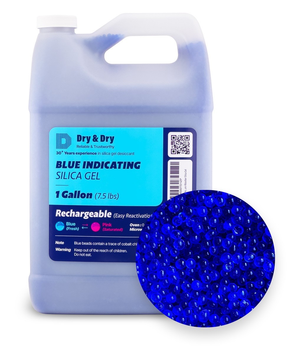 1 Gallon(7.5 LBS) "Dry & Dry" Premium Blue Indicating Silica Gel Beads