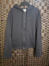 Nike Sportswear Loose Fit Black Hoodie Full Zip Cotton French Terry Women's S