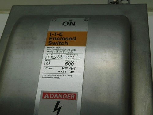 NF352SS - INTERRUPTOR CERRADO HD NO FUSIBLE ITE 60A AMP 3P POLO 600V NEMA 4 - RECONOCIMIENTO - Imagen 4 de 7