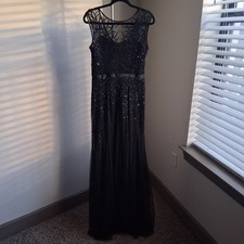 Luxury Black Sequin Formal Gown Dress Sz 10 ADRIANNA PAPELL  Galas Weddings Prom