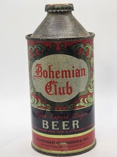 BOHEMIAN CLUB CONE TOP BEER CAN IRTP LATE 1940S SPOKANE WASHINGTON