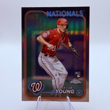 Jacob Young 2024 Topps Chrome #264 Refractor Rookie Washington Nationals Card . rookie card picture