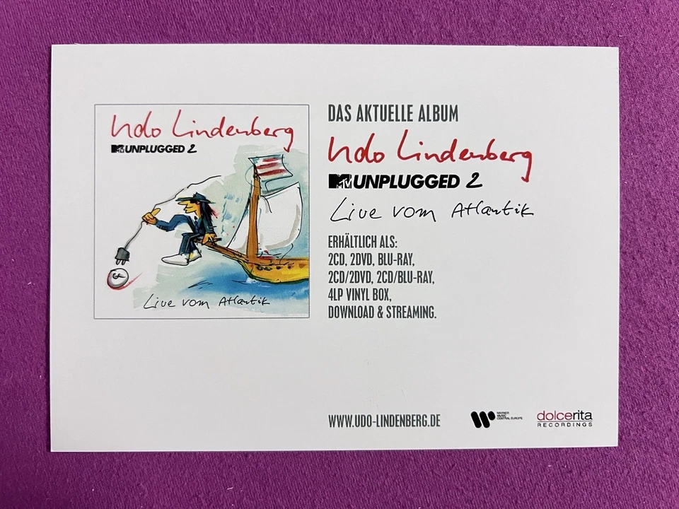 Udo Lindenberg AK Musik Autogrammkarte Unplugged Live original signiert 3 - Bild 2 von 2