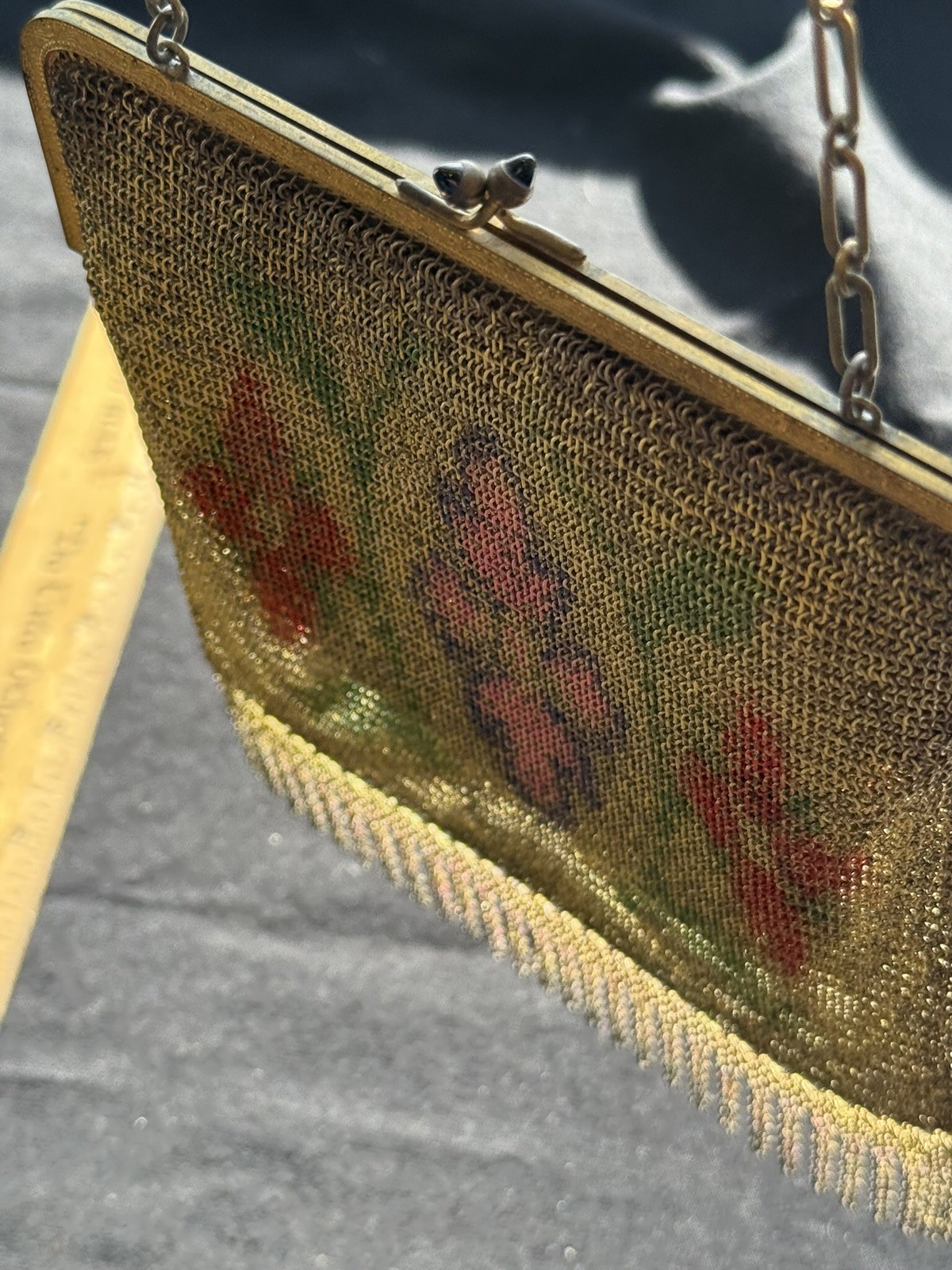 Antique 1920's Art Deco Metal Mesh Dresden Emboss… - image 21