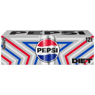 Diet Pepsi Cola Soda Pop  12 fl oz 12 Pack Cans Free Shipping