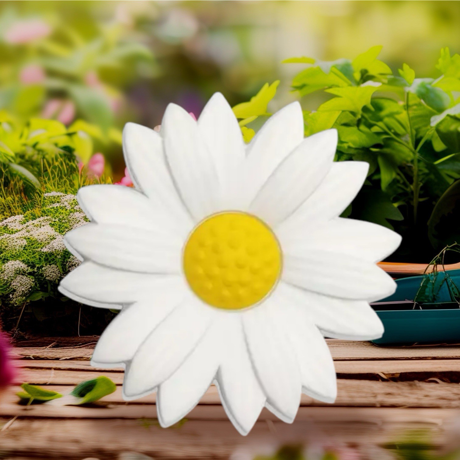 Bogg Bag Charm White Daisy 3 Inches
