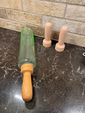 green depression uranium glass rolling pin