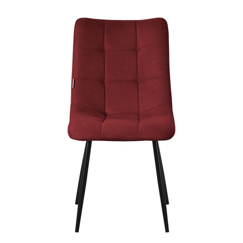 Set de 6 sillas de comedor color rojo asiento acolchado con patas de acero - Imagen 2 de 7