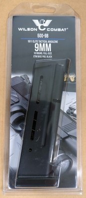 Wilson 500-9B 9mm full-size 1911 10rd magazine, ETM base pad, black