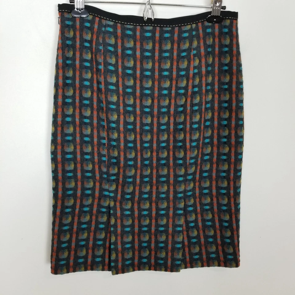 Saia lápis feminina Etcetera lã multicolorida tamanho 6 forrada curta boho - Imagem 3 de 4