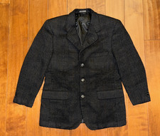 Vintage Stafford Tweed Blazer Men 42R Dark Gray 100 Lambswool Sport Coat Jacket