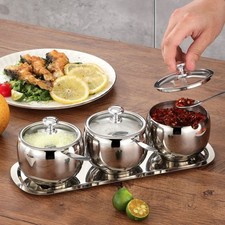 Stainless Steel Sugar Bowl with Glass Lid and Spoon | 12oz Sugar Container
