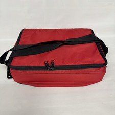 Cassette Tape Carrying Case Double Sided Padded Storage Strap Red Holds 60 Tapes