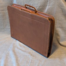 Brown Leather briefcase for documents. Split cowhide. From the '60s or '70s
