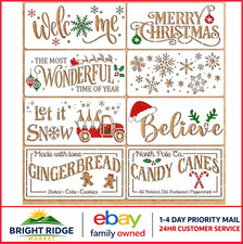 8 Christmas Stencils, 6x14.75 in, for Seasonal Crafting on Any Surface