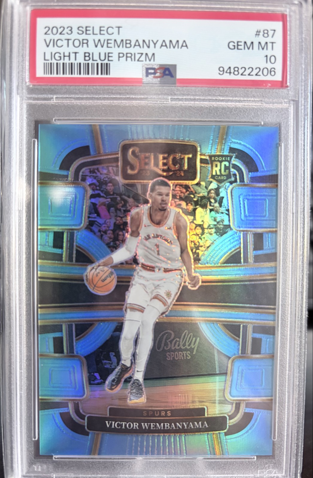 2023-24 Panini Select - Concourse Victor Wembanyama Light Blue Prizm /299 PSA 10