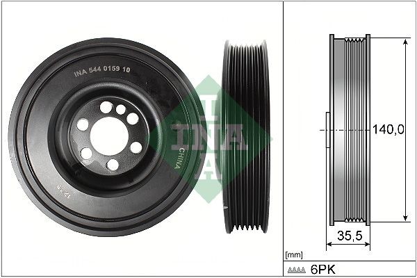 NEU - Schaeffler INA 544015910 Riemenscheibe, Kurbelwelle FüR Audi Seat Skoda-image