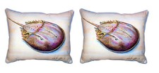 Pair Of Betsy Drake Horseshoe Crab Small Outdoor Indoor Pillows 11 X 14