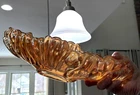 1960s Jeannette Marigold Carnival Glass Banana Boat Gondola Fruit Bowl, 15" EUC