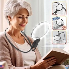Large 5.1" Hands-Free Magnifier with Light, 6X for Reading  Sewing
