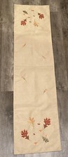 Kohls Fall Harvest Embroidered Autumn Leaves & Acorns Table Runner 54" x 13"