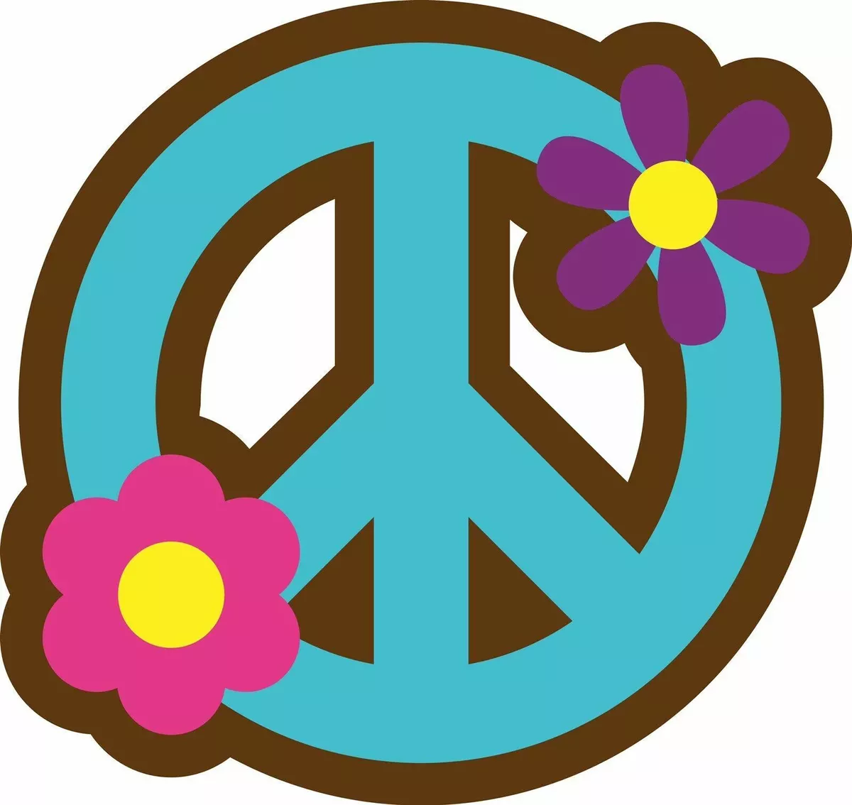 3” Blue Peace Sign Sticker Trippy Pretty Hippie 60s Pink Flowers Hippy Boho  | eBay