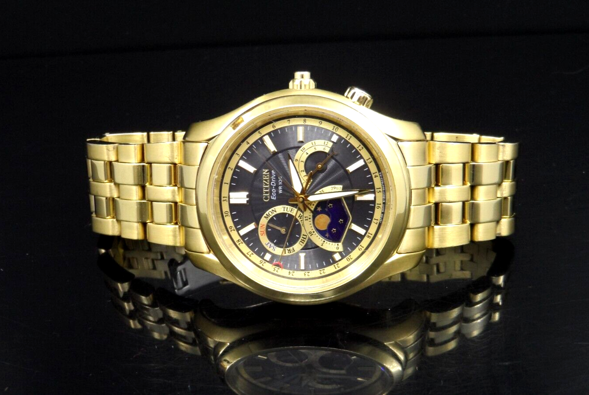 Citizen Calibre 8651 Moon Phase Eco-Drive Gold Tone Stainless
