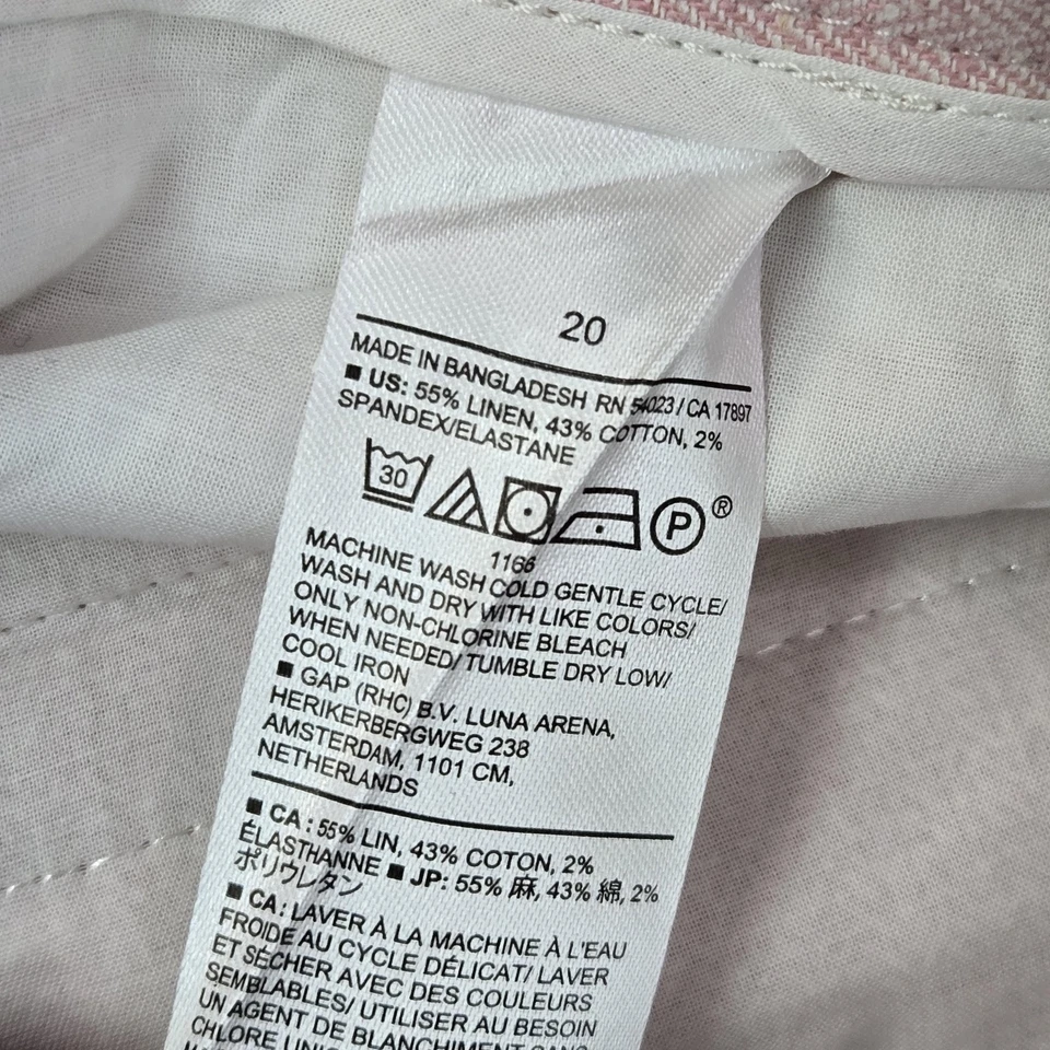 Banana Republic 女式短裤 20 粉色棉亚麻人字形 4.5 英寸内缝全新带标签 — 第 3/4 张图片