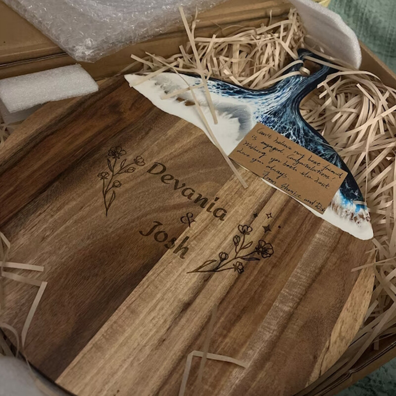 Personalized Charcuterie Board Ocean Resin Cutting Chopping Cheese