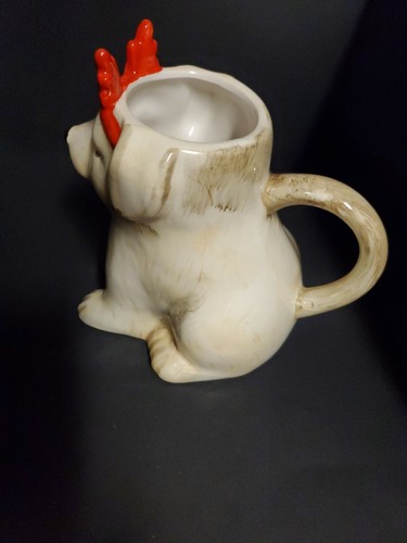 Sweet Living Dog Puppy Shaped Mug Red Antlers Christmas Sweet Living Collection - Picture 4 of 11