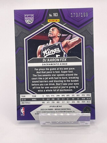 2023-24 Panini Mosaic #163 De'Aaron Fox /199 Blue Mosaic - Picture 2 of 2